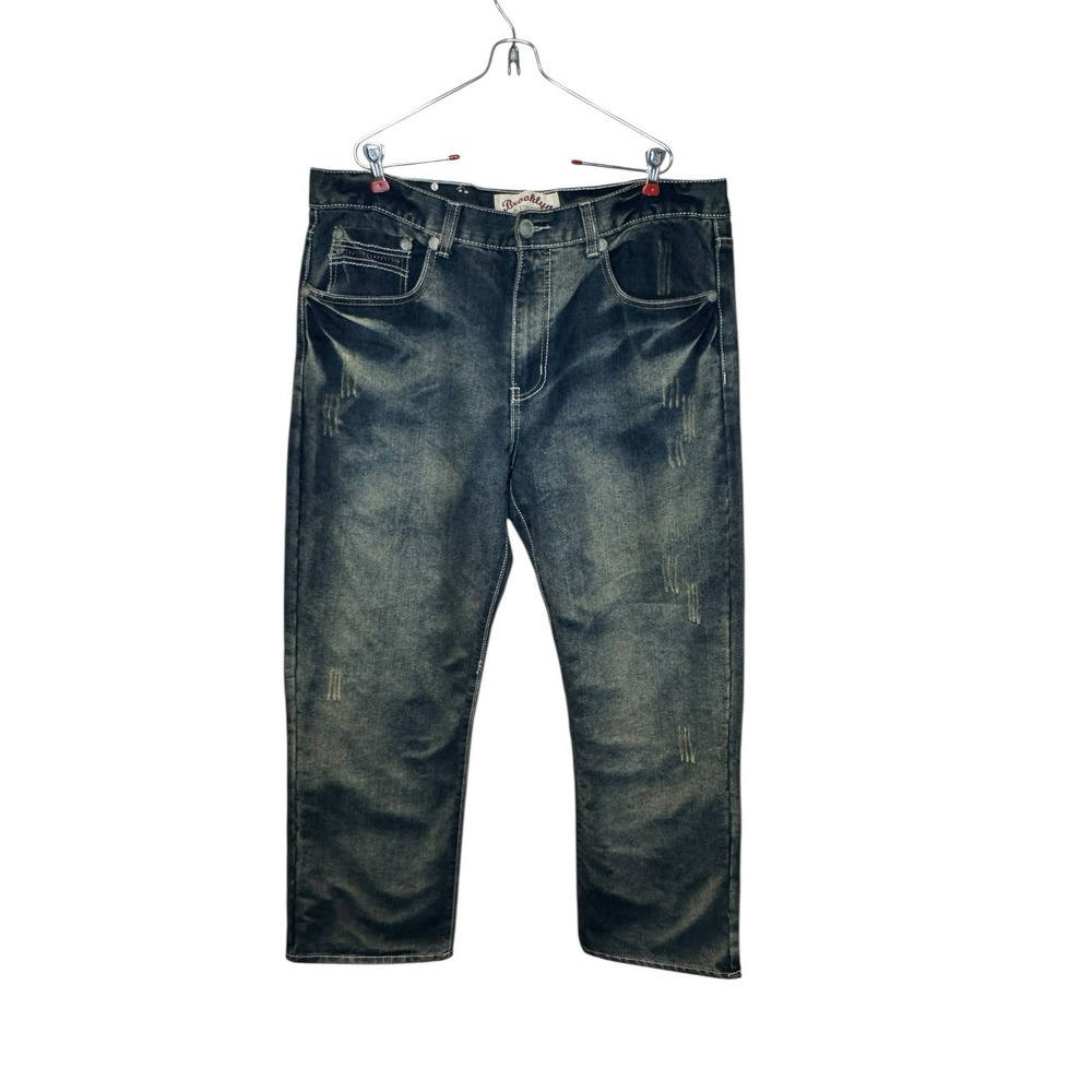 Brooklyn Xpress Men's Jeans Vintage Distressed Y2K Streetwear Stone Wash 40X32